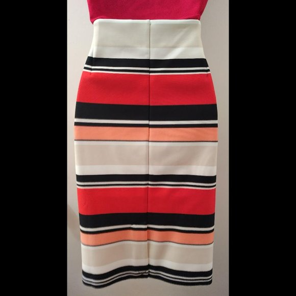 Roz & Ali - Striped Multicolor Midi Skirt - Picture 2 of 3